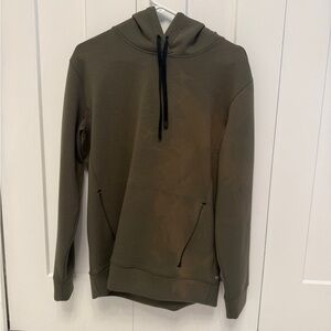 Green Pullover Hoodie with Textured Fabric